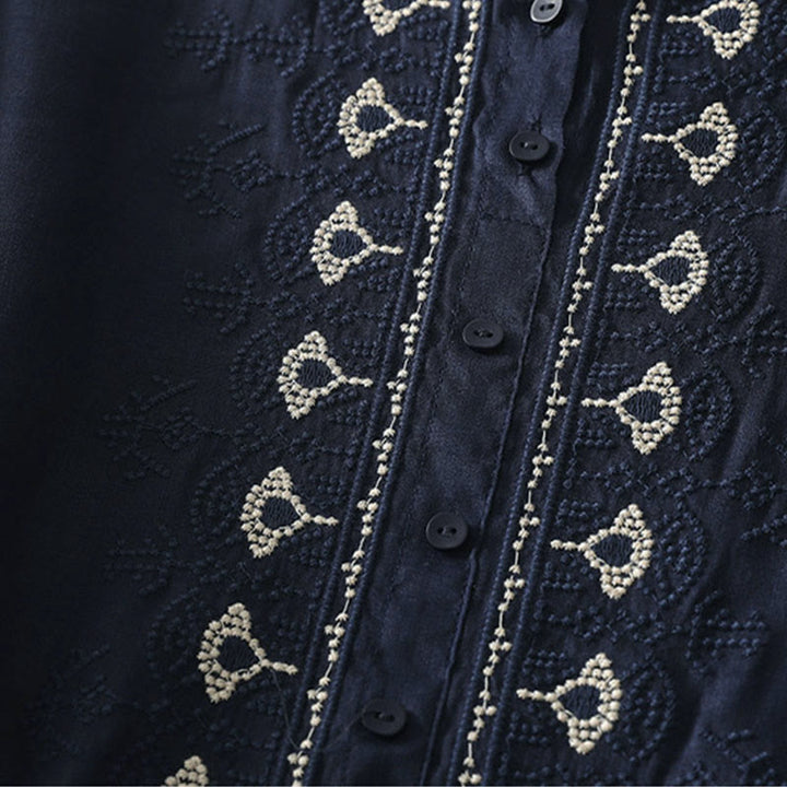 Buddha Stones 夏用花柄クルーネック半袖レディースポリエステルシャツ - image 2