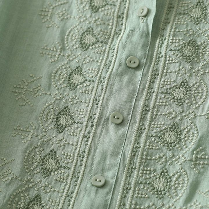 Buddha Stones 夏用花柄クルーネック半袖レディースポリエステルシャツ - image 13