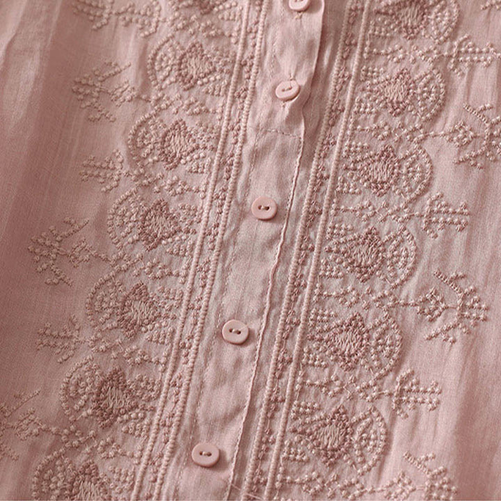 Buddha Stones 夏用花柄クルーネック半袖レディースポリエステルシャツ - image 7