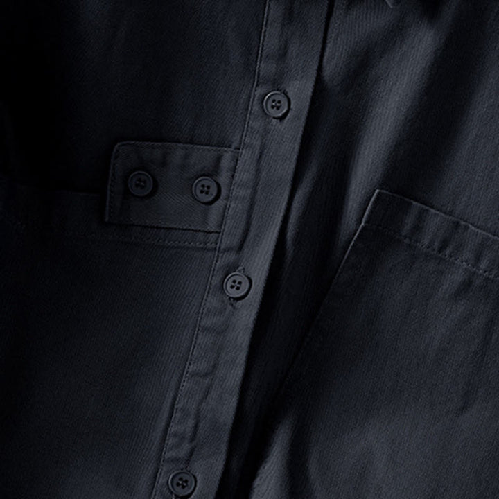 Buddha Stones 春の無地ラペル長袖レディースコットンシャツ（ポケット付き） - image 17