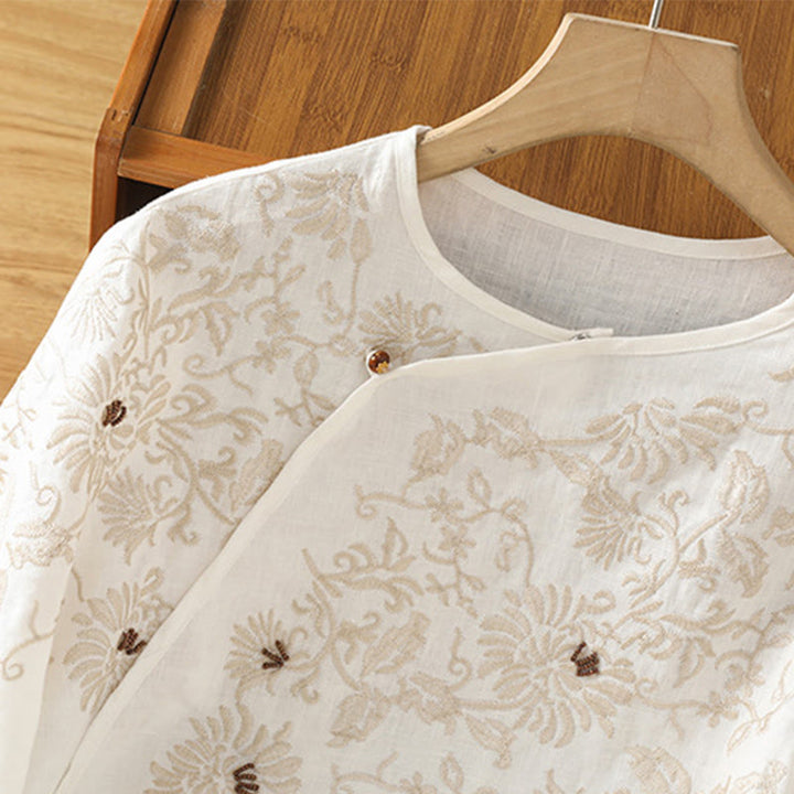 Buddha Stones カジュアル花柄クルーネックレディースコットンTシャツ - image 9