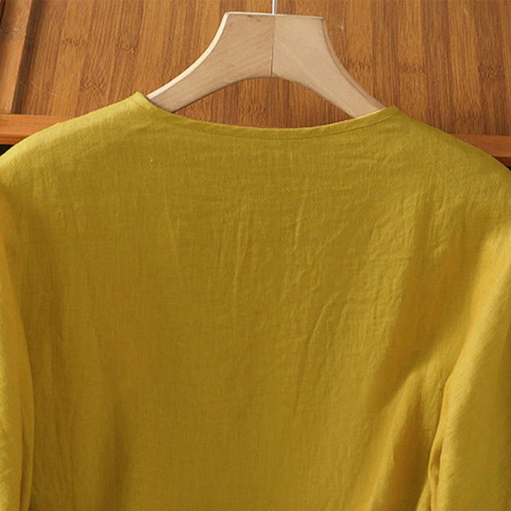 Buddha Stones カジュアル花柄クルーネックレディースコットンTシャツ - image 5