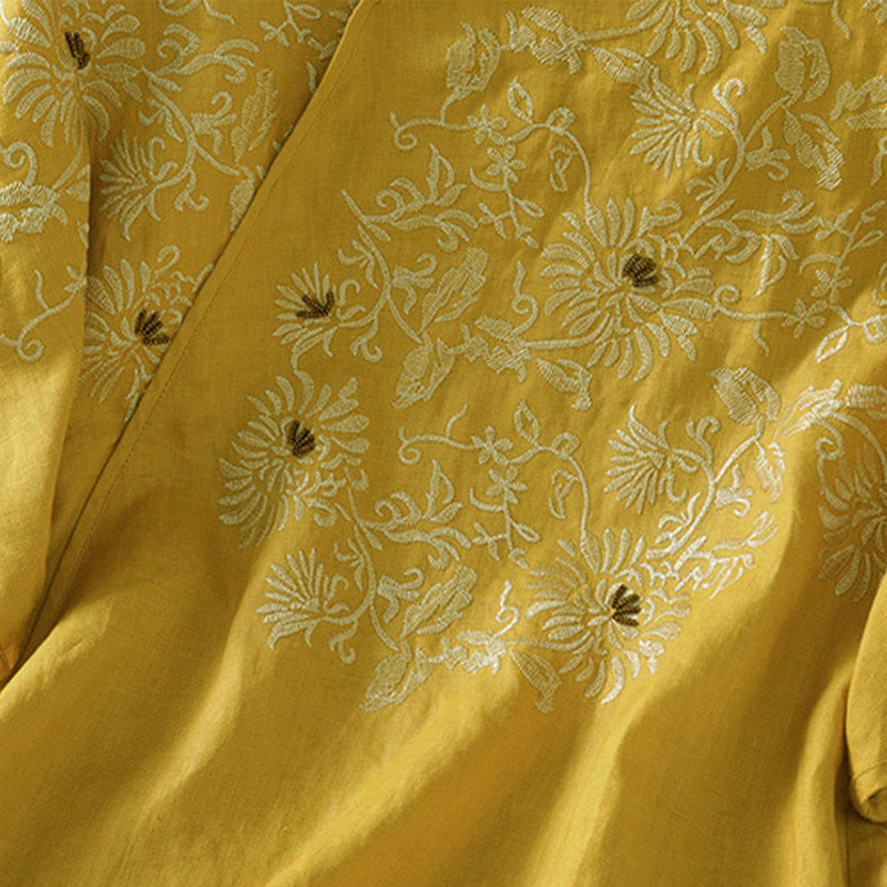 Buddha Stones カジュアル花柄クルーネックレディースコットンTシャツ - image 3