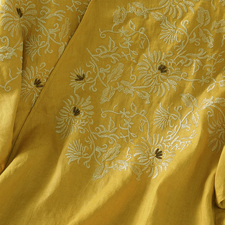 Buddha Stones カジュアル花柄クルーネックレディースコットンTシャツ - image 3