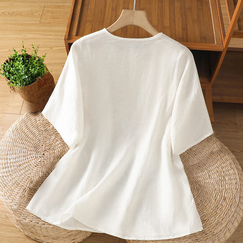 Buddha Stones カジュアル花柄クルーネックレディースコットンTシャツ - image 7