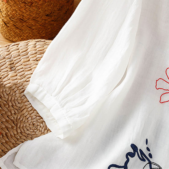 Buddha Stones コーラルひょうたん柄クルーネック半袖レディースポリエステルシャツ - image 12