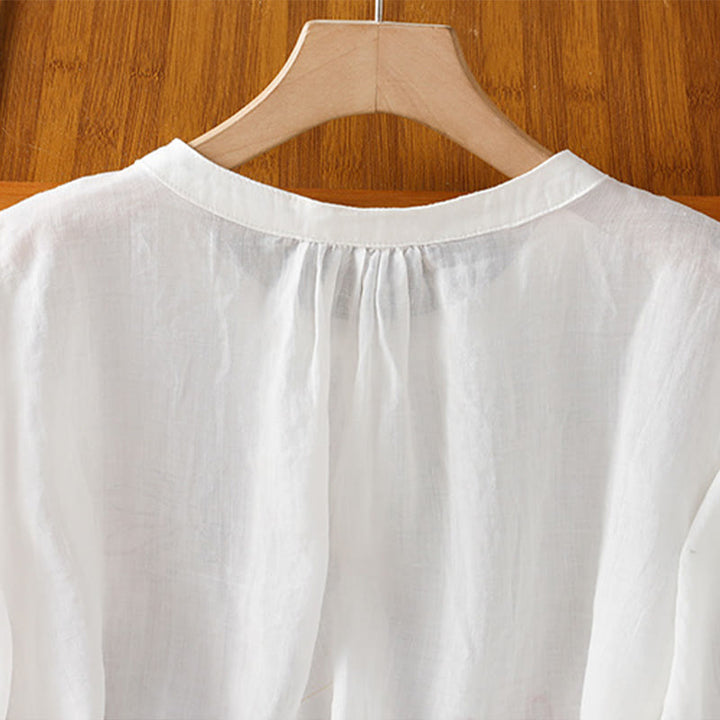 Buddha Stones コーラルひょうたん柄クルーネック半袖レディースポリエステルシャツ - image 16