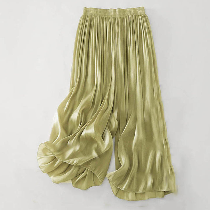 Buddha Stones 夏用無地レディースポリエステルパンツ - 黄緑 - US8-10，UK/AU12-14，EU40-42 (2XL) - image 0