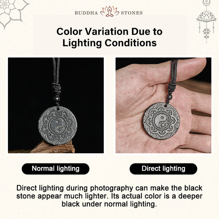 Buddha Stones太極拳陰陽本物のシュンガイト石 内なる強さ ネックレス ペンダント - image 4