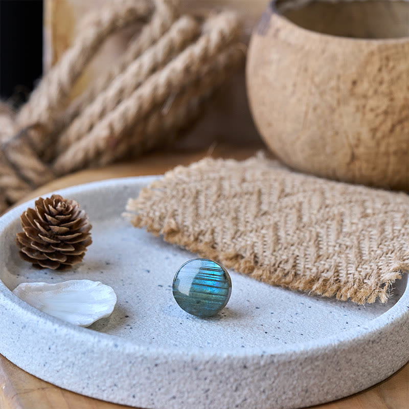 Buddha Stones 天然ラウンドラブラドライトヒーリング置物装飾 - image 5