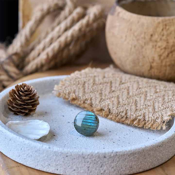 Buddha Stones 天然ラウンドラブラドライトヒーリング置物装飾 - image 5