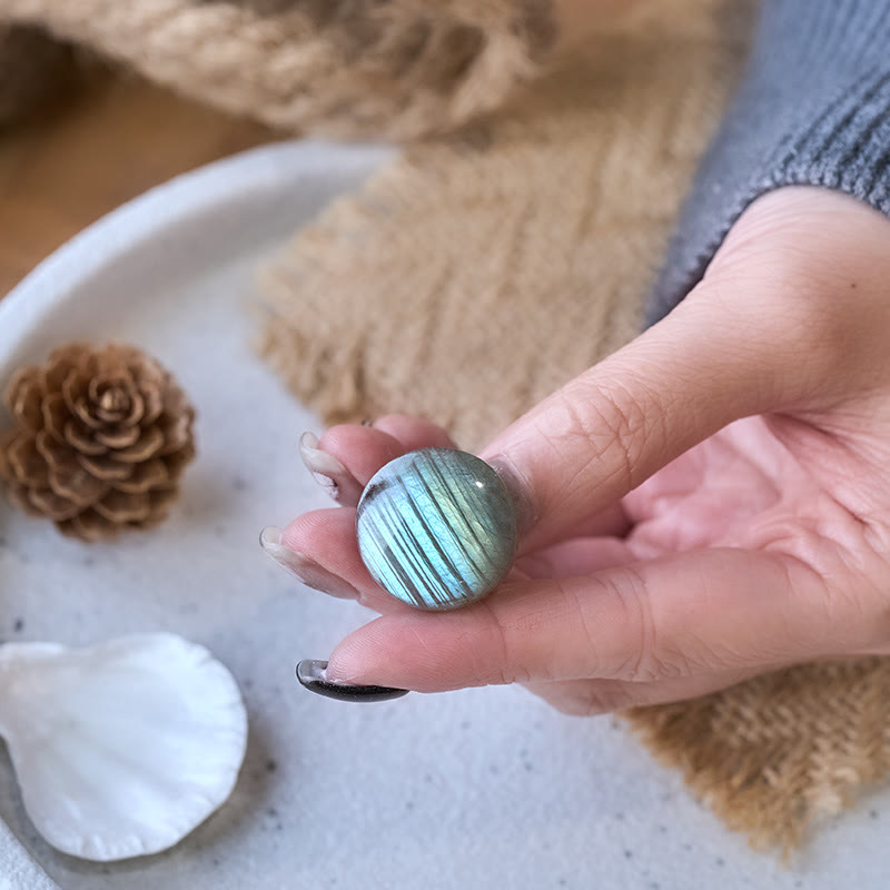 Buddha Stones 天然ラウンドラブラドライトヒーリング置物装飾 - image 3