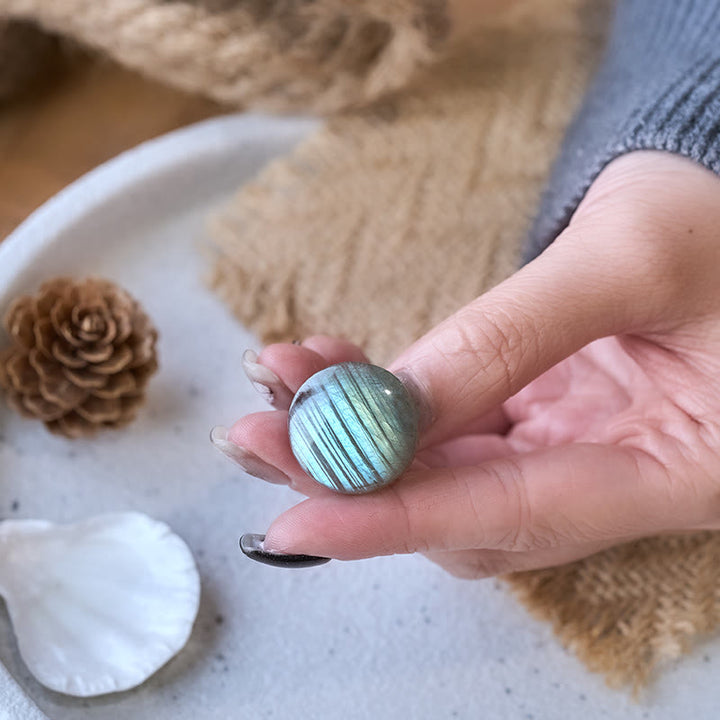 Buddha Stones 天然ラウンドラブラドライトヒーリング置物装飾 - image 3