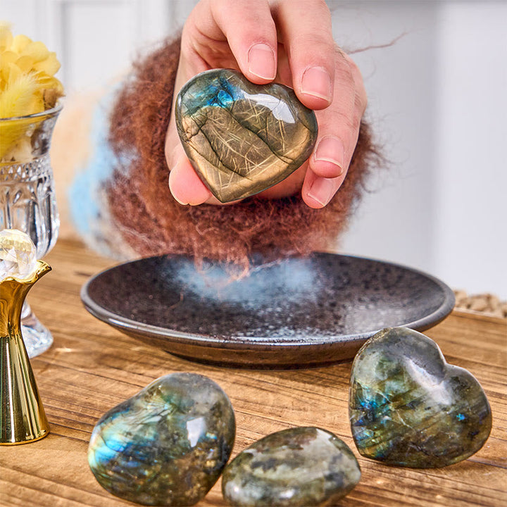 Buddha Stones 天然ハートストーン ラブラドライト ヒーリングキュア 置物 装飾 - image 6