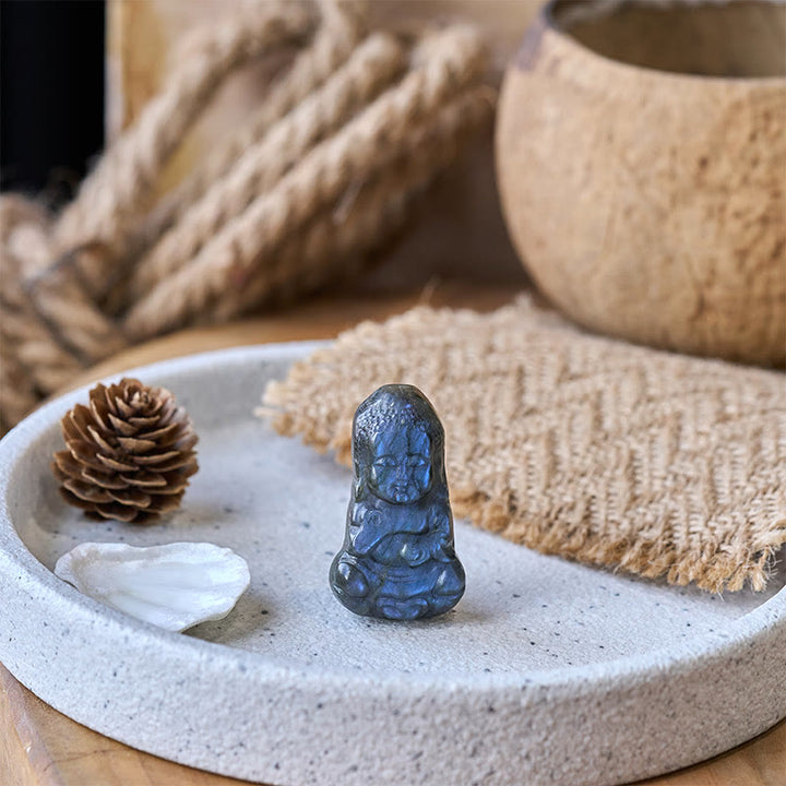 Buddha Stones 仏陀のシンボル 天然ラブラドライトの置物 治癒像 家の装飾 - image 6