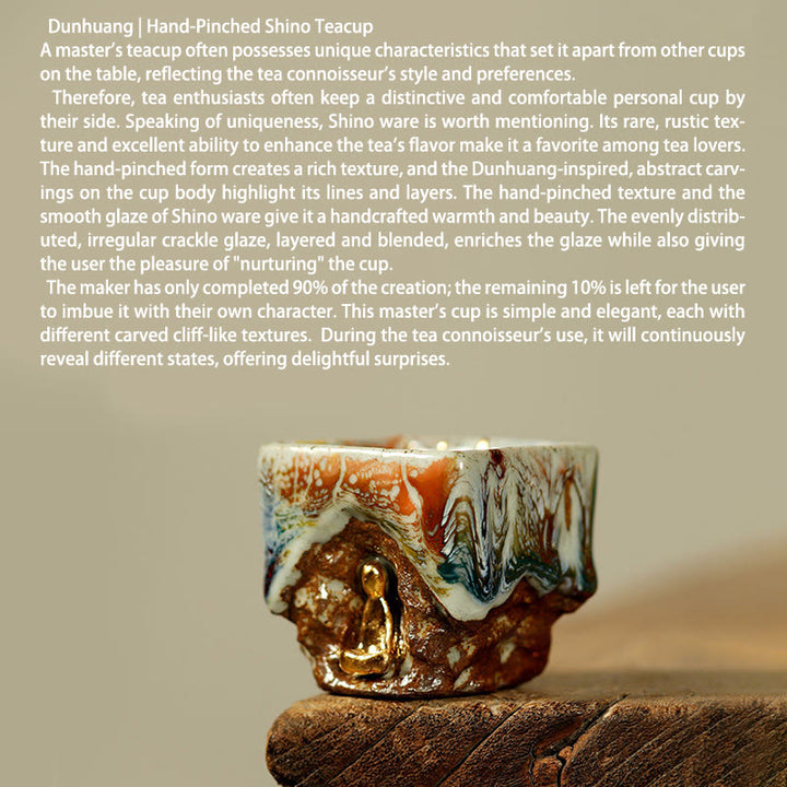 Buddha Stones 手描きの敦煌瞑想仏志野陶器ティーカップカンフーティーカップ - image 4