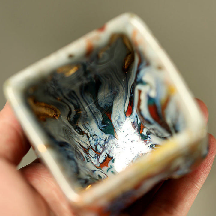 Buddha Stones 手描きの敦煌瞑想仏志野陶器ティーカップカンフーティーカップ - image 5