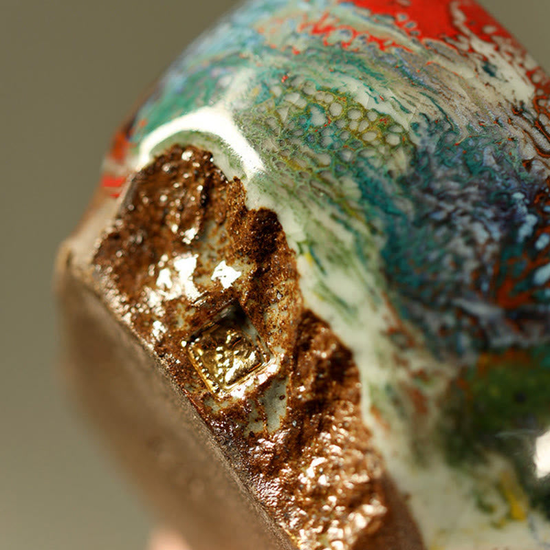 Buddha Stones 手描きの敦煌瞑想仏志野陶器ティーカップカンフーティーカップ - image 10