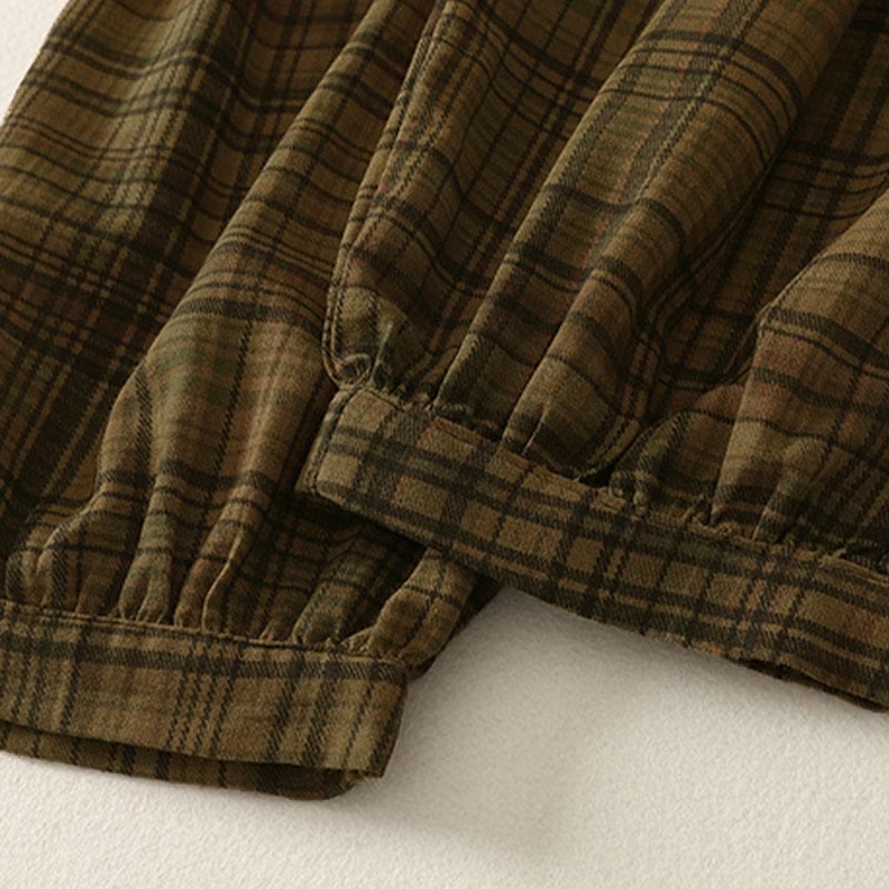 Buddha Stones 春のチェック柄デザイン レディース ハーレムパンツ 7-8丈 ポケット付き - image 11