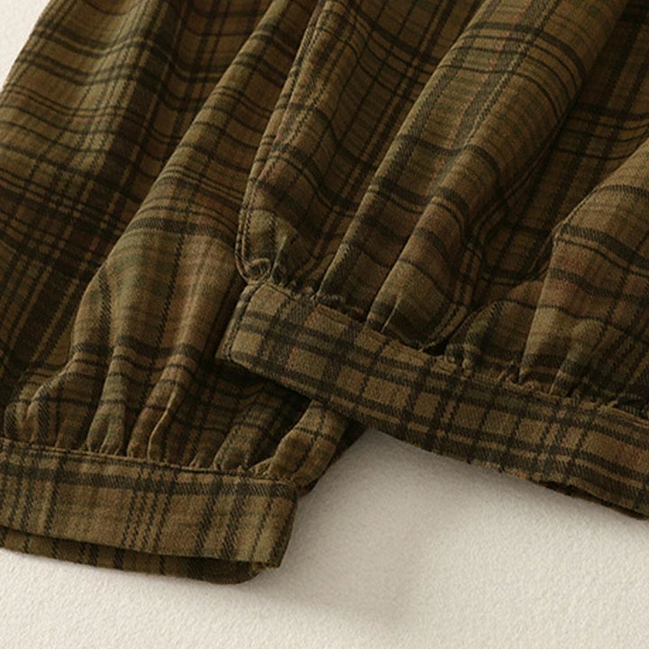 Buddha Stones 春のチェック柄デザイン レディース ハーレムパンツ 7-8丈 ポケット付き - image 11