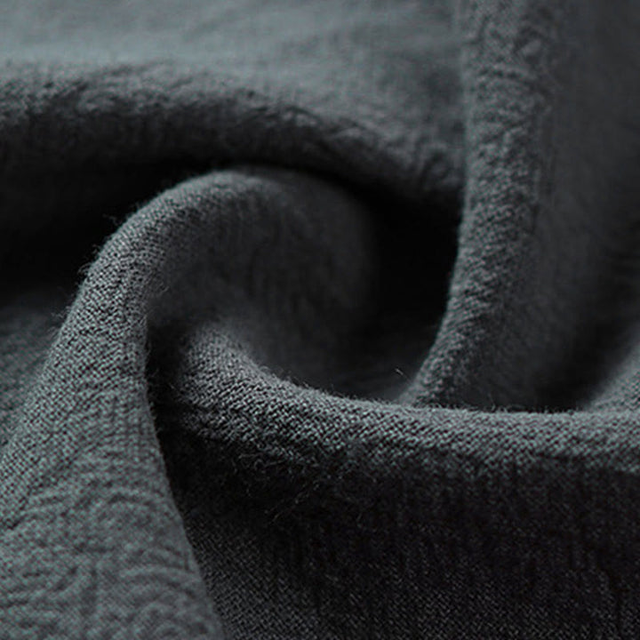 Buddha Stones 夏 Vネック フロッグボタン 半袖 雲 刺繍 コットンリネン メンズシャツ - image 10