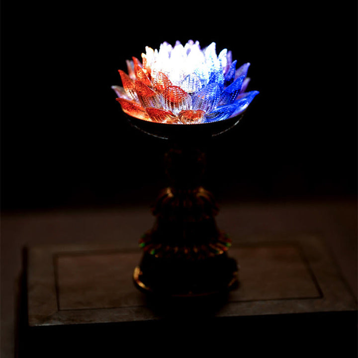 Buddha Stones 蓮の花と六里ガラスの八吉祥文様台座付き悟りの家庭装飾 - image 22