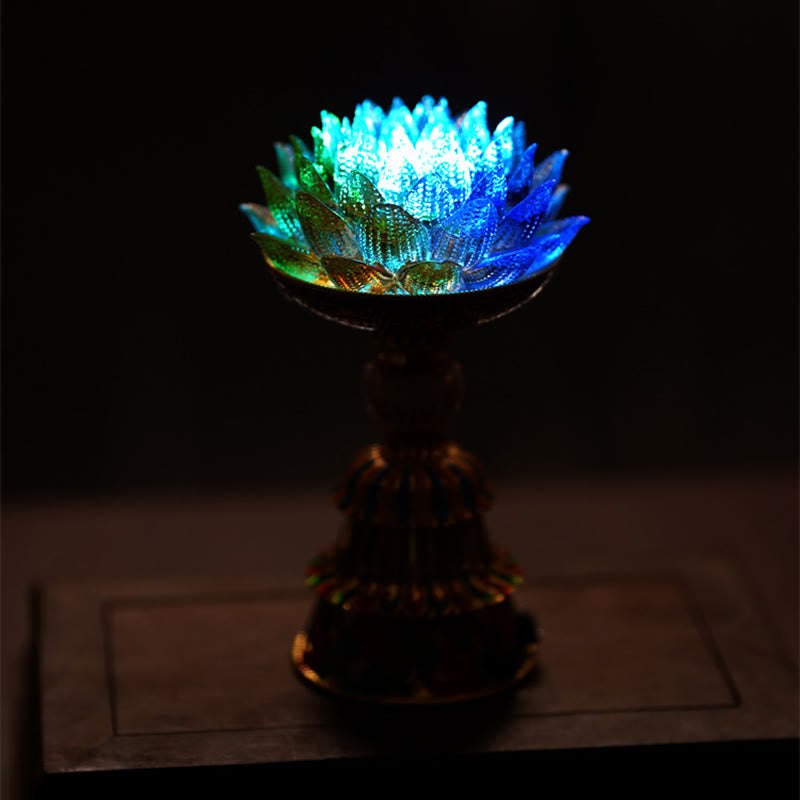Buddha Stones 蓮の花と六里ガラスの八吉祥文様台座付き悟りの家庭装飾 - image 31