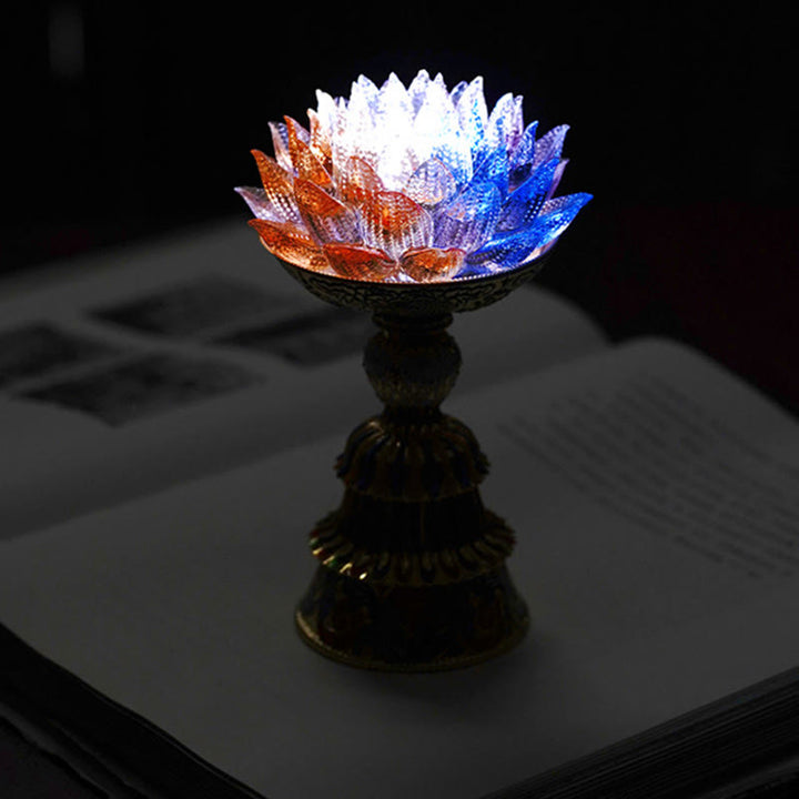 Buddha Stones 蓮の花と六里ガラスの八吉祥文様台座付き悟りの家庭装飾 - image 23