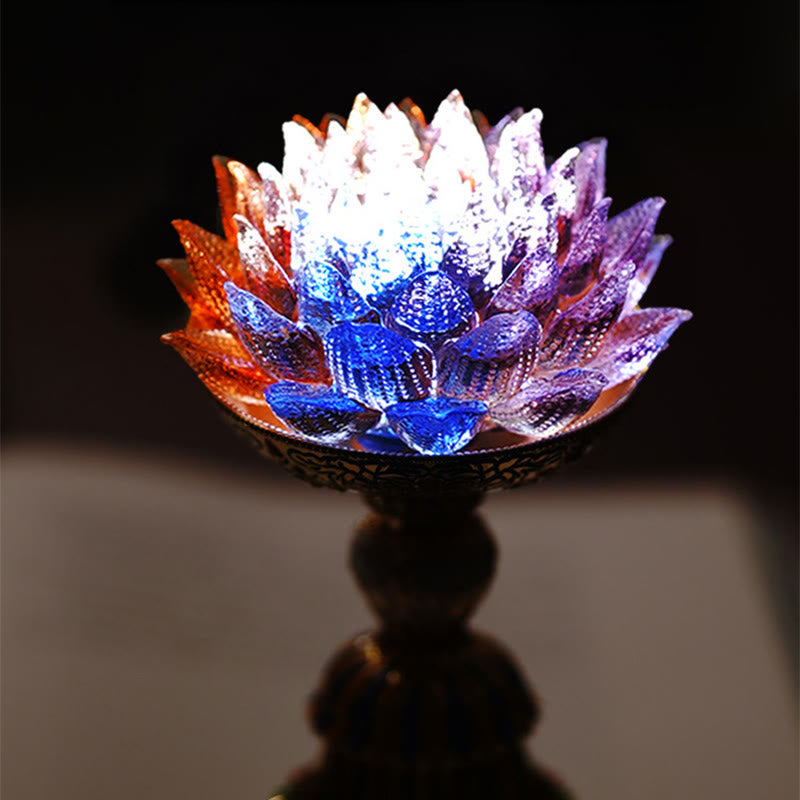 Buddha Stones 蓮の花と六里ガラスの八吉祥文様台座付き悟りの家庭装飾 - image 24