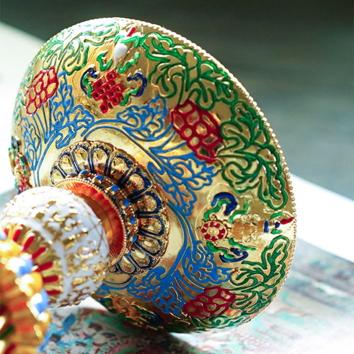 Buddha Stones 蓮の花と六里ガラスの八吉祥文様台座付き悟りの家庭装飾 - image 38
