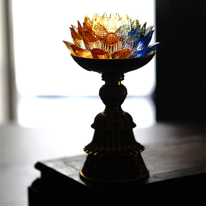 Buddha Stones 蓮の花と六里ガラスの八吉祥文様台座付き悟りの家庭装飾 - image 17