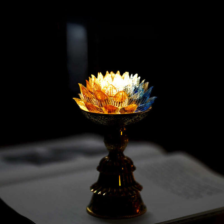 Buddha Stones 蓮の花と六里ガラスの八吉祥文様台座付き悟りの家庭装飾 - image 16