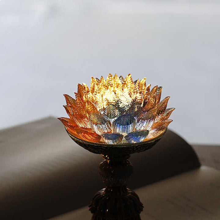 Buddha Stones 蓮の花と六里ガラスの八吉祥文様台座付き悟りの家庭装飾 - image 20