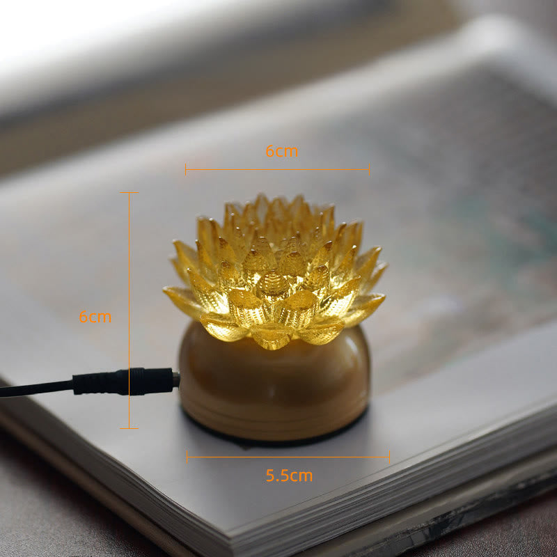 Buddha Stones 蓮の花、六里ガラス、銅、真鍮、新しい始まり、家の装飾 - ゴールデンロータス銅真鍮台座（6×6×5.5cm） - プラグイン - image 9