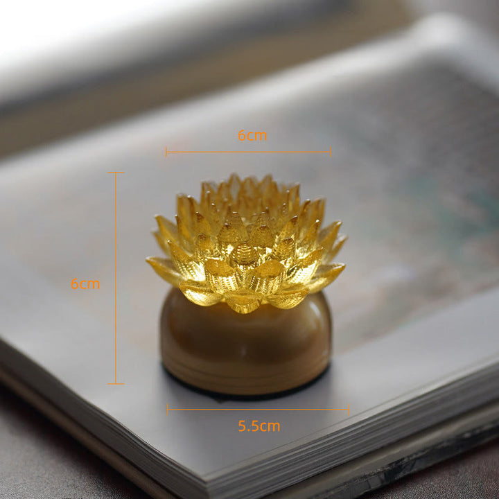 Buddha Stones 蓮の花、六里ガラス、銅、真鍮、新しい始まり、家の装飾 - ゴールデンロータス銅真鍮台座（6×6×5.5cm） - 充電式 - image 11