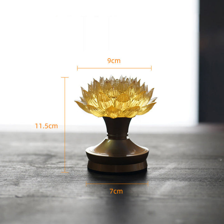 Buddha Stones 蓮の花、六里ガラス、銅、真鍮、新しい始まり、家の装飾 - ゴールデンロータス銅真鍮台座（9×11.5×7cm） - 充電式 - image 31