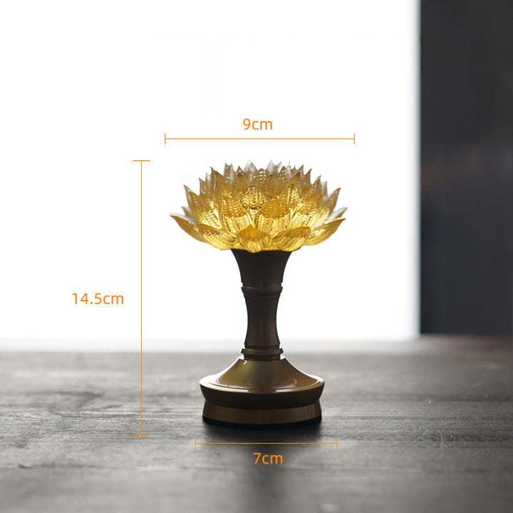 Buddha Stones 蓮の花、六里ガラス、銅、真鍮、新しい始まり、家の装飾 - ゴールデンロータス銅真鍮台座（9×14.5×7cm） - 充電式 - image 39