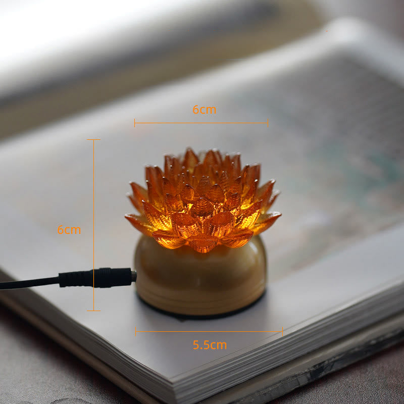 Buddha Stones 蓮の花、六里ガラス、銅、真鍮、新しい始まり、家の装飾 - オレンジロータス銅真鍮台座（6×6×5.5cm） - プラグイン - image 13