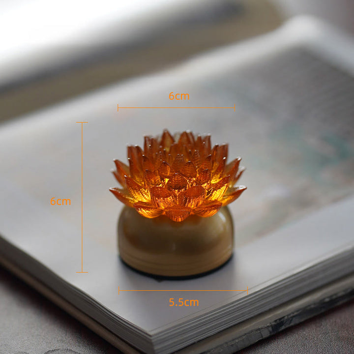 Buddha Stones 蓮の花、六里ガラス、銅、真鍮、新しい始まり、家の装飾 - オレンジロータス銅真鍮台座（6×6×5.5cm） - 充電式 - image 14