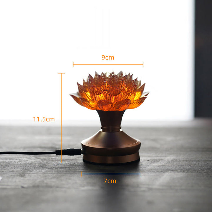 Buddha Stones 蓮の花、六里ガラス、銅、真鍮、新しい始まり、家の装飾 - オレンジロータス アルミ合金製ベース（9×11.5×7cm） - プラグイン - image 28