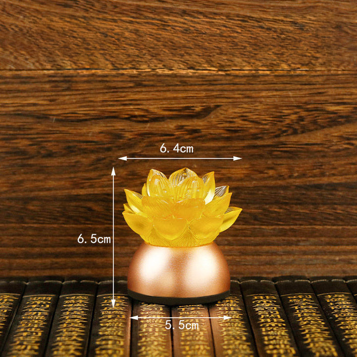 Buddha Stones 蓮の花リュリガラス銅製新スタートホームデコレーション - 7色調整可能、充電式（6.5×6.4×5.5cm） - image 2