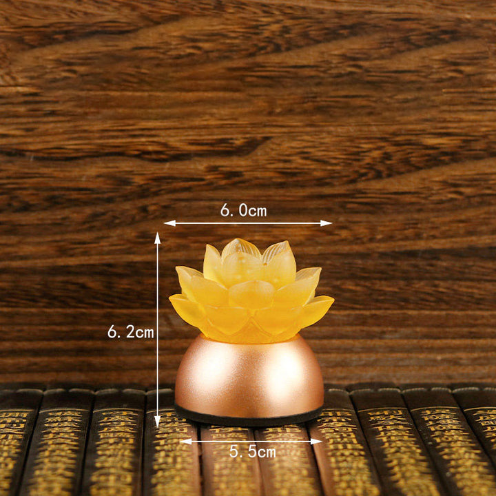 Buddha Stones 蓮の花リュリガラス銅製新スタートホームデコレーション - サンディブラウン プラグイン（6×6.2×5.5cm） - image 9