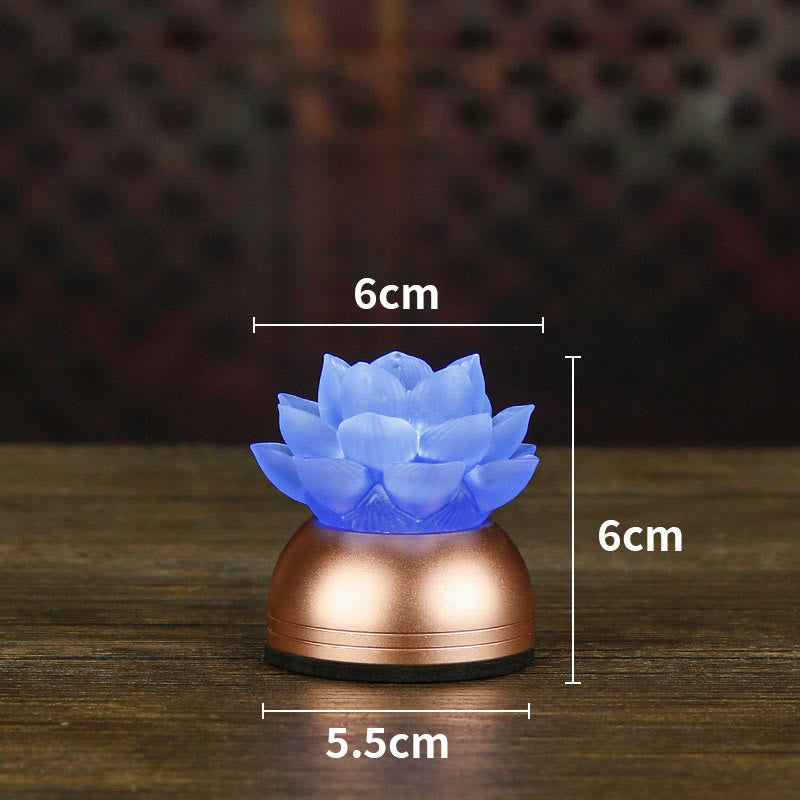 Buddha Stones 蓮の花リュリガラス銅製新スタートホームデコレーション - 青色充電式（6×6×5.5cm） - image 14