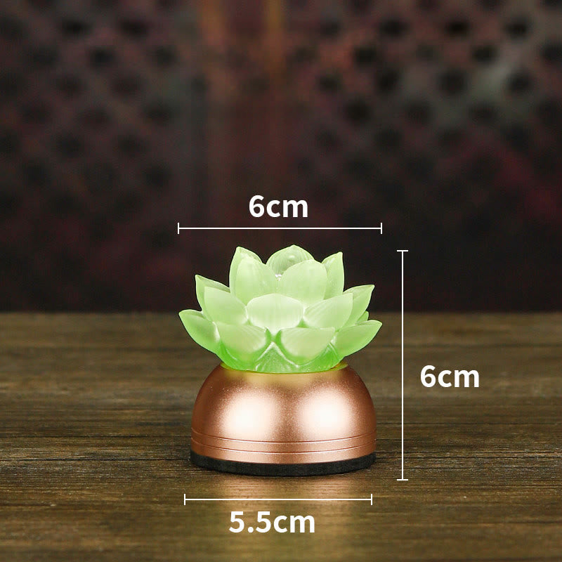 Buddha Stones 蓮の花リュリガラス銅製新スタートホームデコレーション - 緑色の充電式（6×6×5.5cm） - image 15