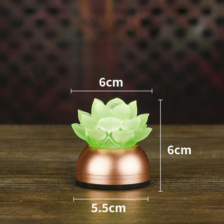 Buddha Stones 蓮の花リュリガラス銅製新スタートホームデコレーション - 緑色の充電式（6×6×5.5cm） - image 15