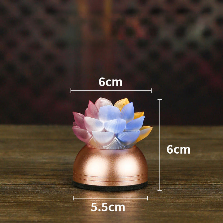 Buddha Stones 蓮の花リュリガラス銅製新スタートホームデコレーション - カラフルな充電式（6×6×5.5cm） - image 16
