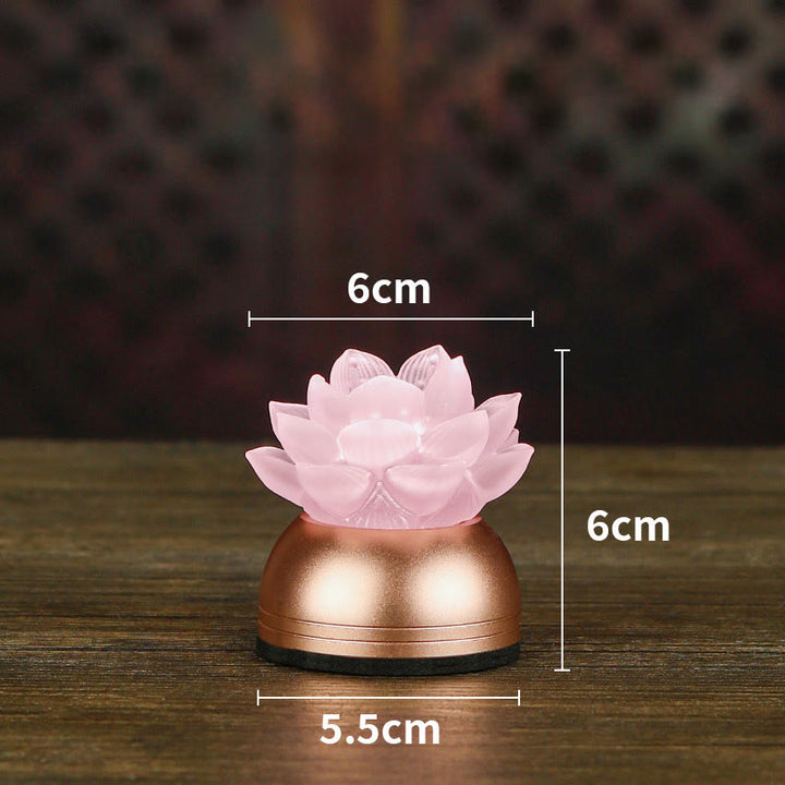 Buddha Stones 蓮の花リュリガラス銅製新スタートホームデコレーション - ピンク色の充電式（6×6×5.5cm） - image 18