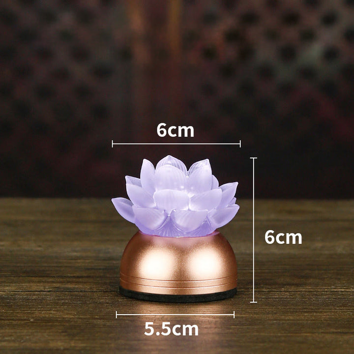 Buddha Stones 蓮の花リュリガラス銅製新スタートホームデコレーション - 薄紫色の充電式（6×6×5.5cm） - image 20