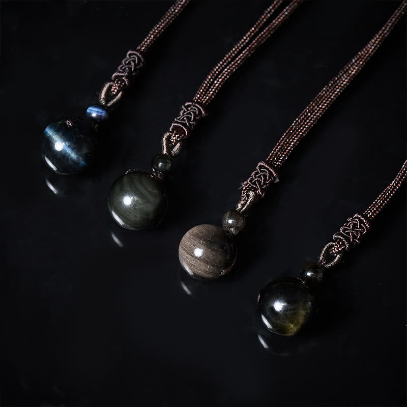Buddha Stones タイガーアイ シルバーシーンオブシディアン ゴールドシーンオブシディアン レインボーオブシディアン ポジティブネックレスペンダント - image 18