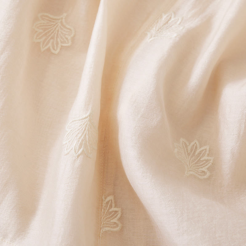 Buddha Stones 刺繍フラワーフロッグボタンスタンドカラーサイドスリットハーフスリーブマキシワンピース - image 11